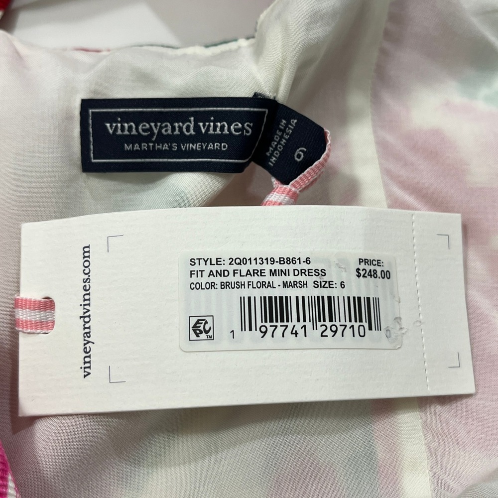 NEW Vineyard Vines Fit Flare Mini Dress Sz 6 Floral Open Back Bow Silk Blend - Picture 4 of 15